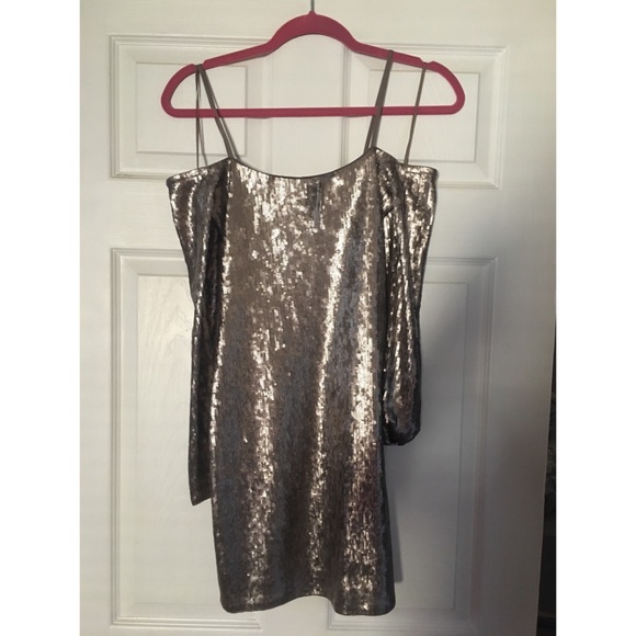 NWT EXPRESS Sequin off the shoulder sheath dress - Picture 2 of 5